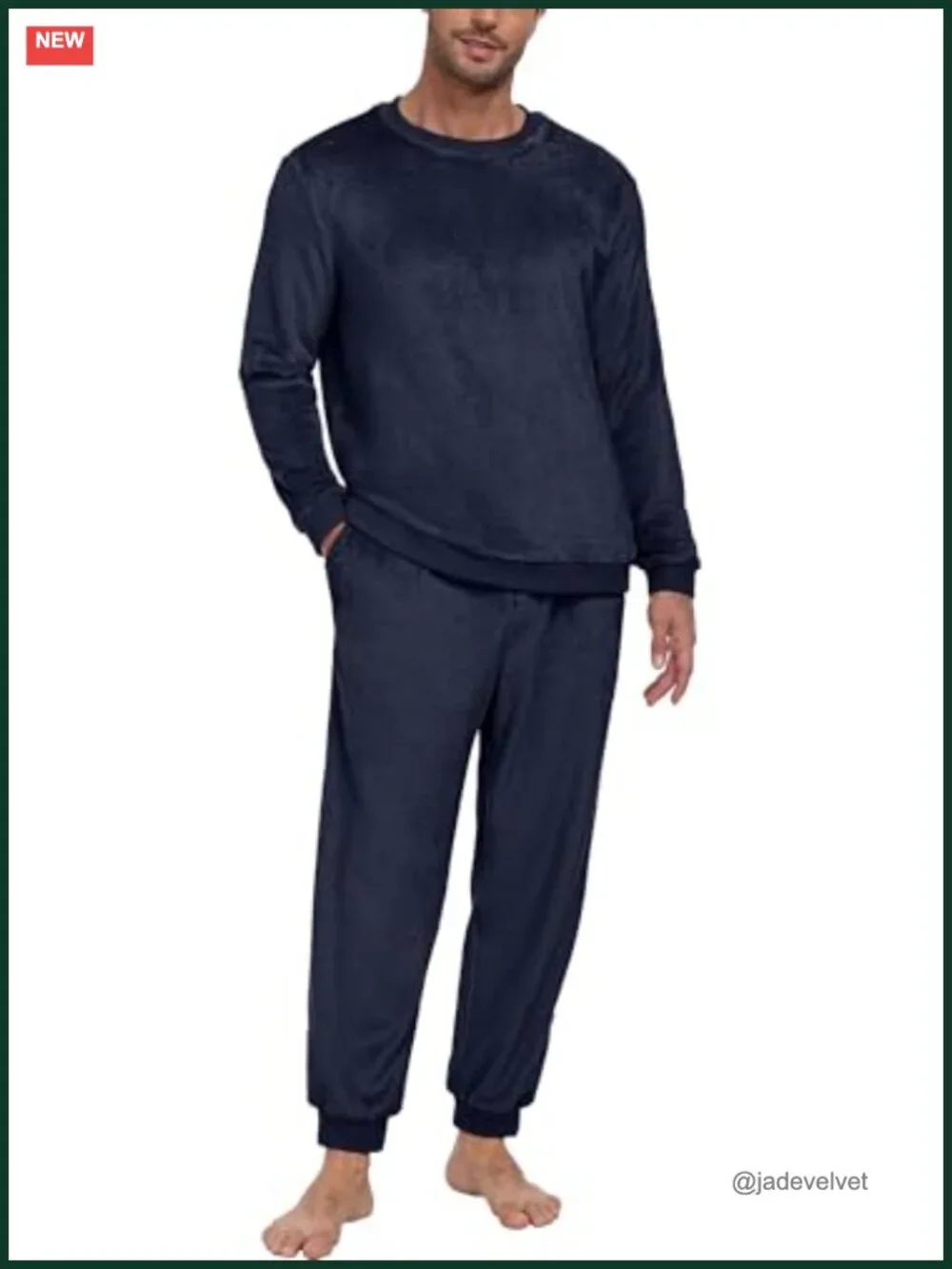 Men's Coral Fleece Pajama Set Long Sleeve Tops and Bottoms Soft Plush Loungewear